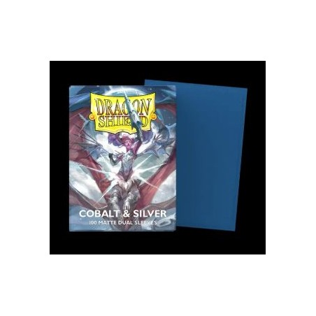 Dragon Shield - 100 Standard Size Matte Dual Sleeves - Special Edition - Cobalt/Silver